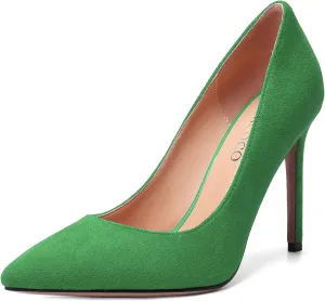 MODENCOCO Womens Wedding Sexy Pointed Toe Slip On Suede Party Stiletto High Heel Pumps Dress Shoes 4 Inch