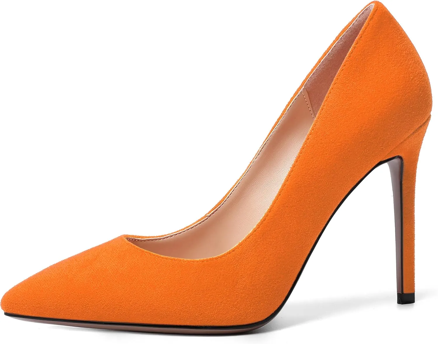 MODENCOCO Womens Wedding Sexy Pointed Toe Slip On Suede Party Stiletto High Heel Pumps Dress Shoes 4 Inch