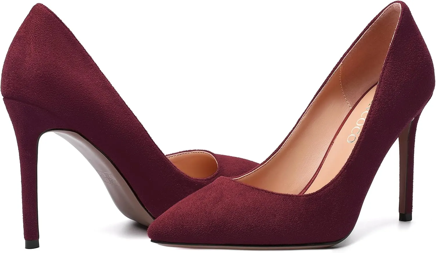 MODENCOCO Womens Wedding Sexy Pointed Toe Slip On Suede Party Stiletto High Heel Pumps Dress Shoes 4 Inch
