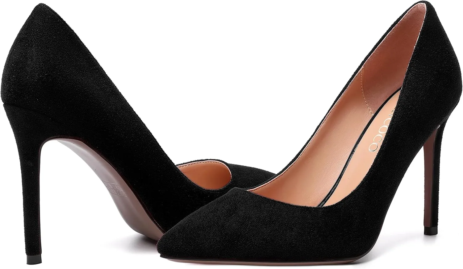 MODENCOCO Womens Wedding Sexy Pointed Toe Slip On Suede Party Stiletto High Heel Pumps Dress Shoes 4 Inch