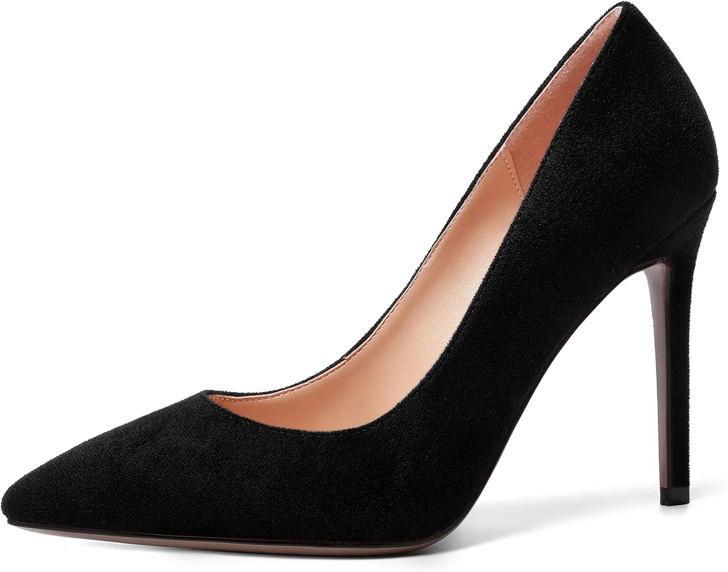 MODENCOCO Womens Wedding Sexy Pointed Toe Slip On Suede Party Stiletto High Heel Pumps Dress Shoes 4 Inch