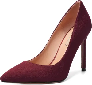 MODENCOCO Womens Wedding Sexy Pointed Toe Slip On Suede Party Stiletto High Heel Pumps Dress Shoes 4 Inch