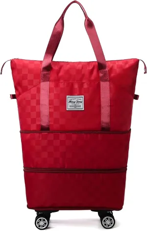 Mokcoliy]Women's Rolling Duffle Bag with Wheels,【Oxford Fabric Travel Luggage】 55L Carry-On w/Smooth Spinner Wheels, TSA-Friendly Weekend Bag for Airport Adventures, Water- & Tear-