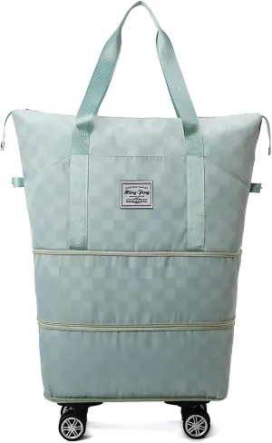 Mokcoliy]Women's Rolling Duffle Bag with Wheels,【Oxford Fabric Travel Luggage】 55L Carry-On w/Smooth Spinner Wheels, TSA-Friendly Weekend Bag for Airport Adventures, Water- & Tear-