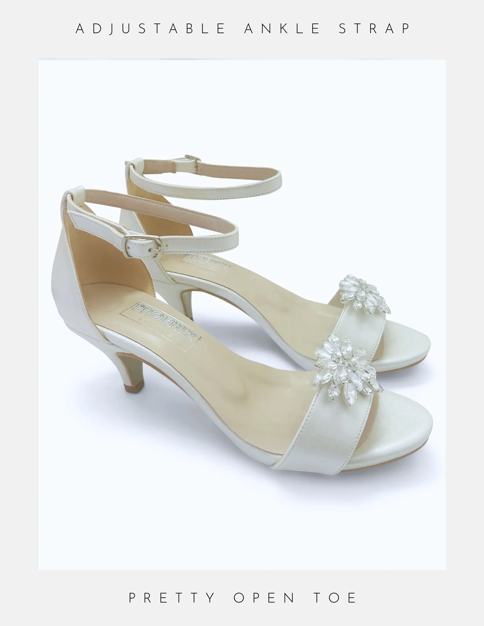 Mollie Kitten Heel Crystal Low Heel Bridal Shoes