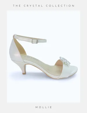 Mollie Kitten Heel Crystal Low Heel Bridal Shoes