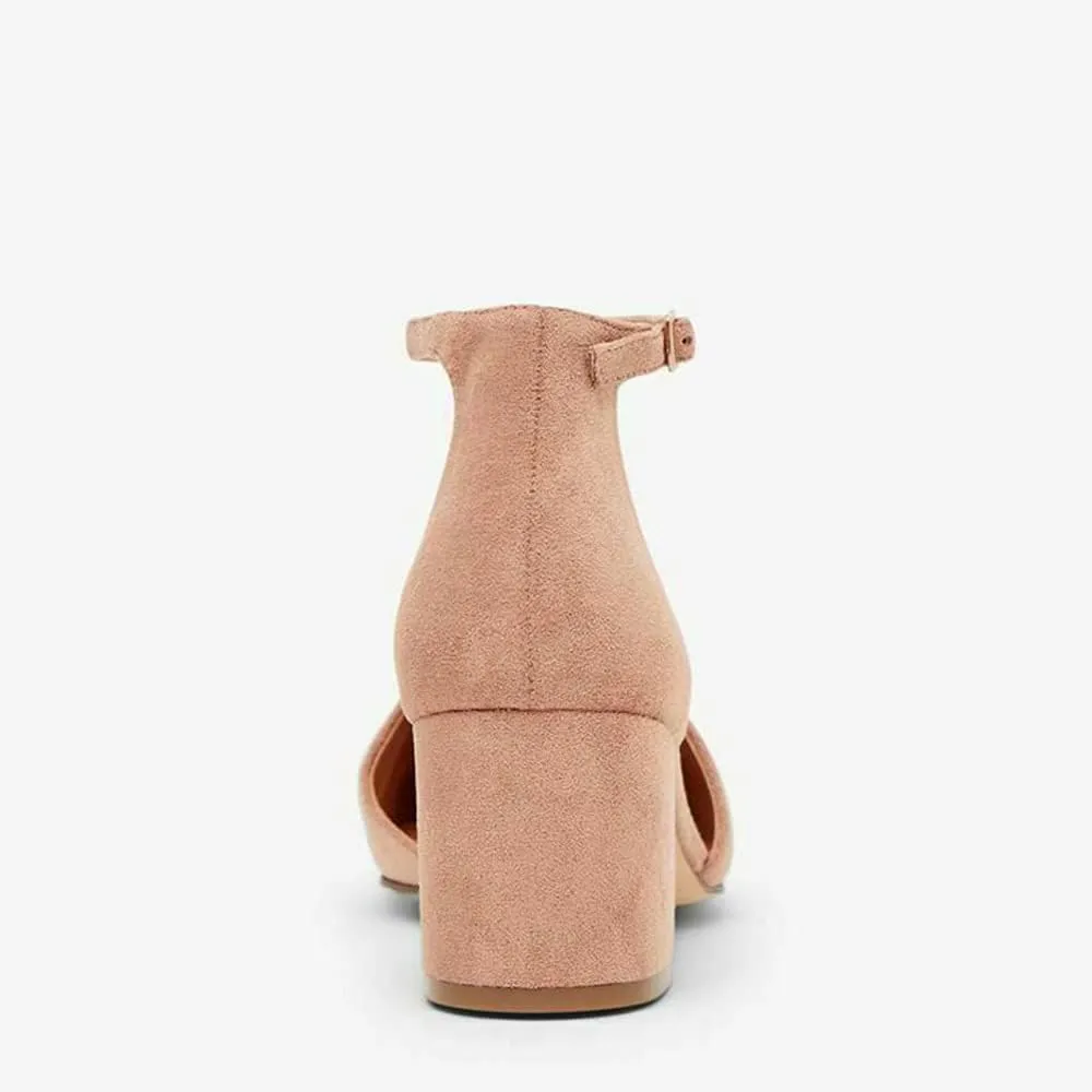 MOOMMO Women Chunky Heel Pumps Ankle Strap D’Orsay Pointed Toe 2 Inch Low Block Heel Sandals Closed Toe Slim Strap Classic Dress Shoes for Work Office Ladies Party Wedding 4-11 M US