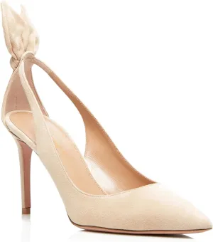 MOOMMO Women Stiletto Heels Pumps with Bow Pointed Toe Dress Pumps 3" Thin High Heel Closed Pointy Toe Sandals Slip On Back Bow Cut-Out Dress Cute Wedding Heels Sexy 4-11 M US