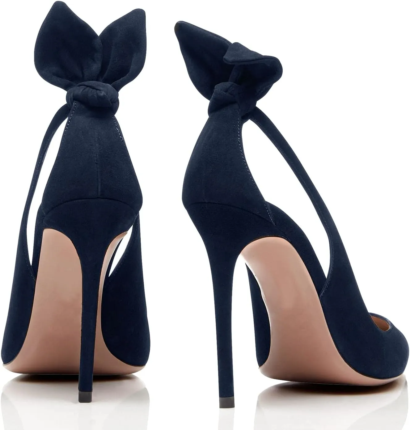 MOOMMO Women Stiletto Heels Pumps with Bow Pointed Toe Dress Pumps 3" Thin High Heel Closed Pointy Toe Sandals Slip On Back Bow Cut-Out Dress Cute Wedding Heels Sexy 4-11 M US
