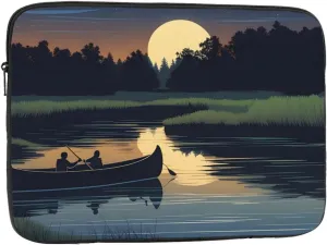 Moonlit Canoe River Pattern Shockproof Portable Laptop 15 inch Sleeve Bag for Men and Women - Ideal for Business Travel, School, and Daily Use