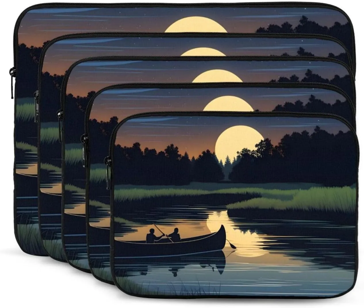 Moonlit Canoe River Pattern Shockproof Portable Laptop 15 inch Sleeve Bag for Men and Women - Ideal for Business Travel, School, and Daily Use
