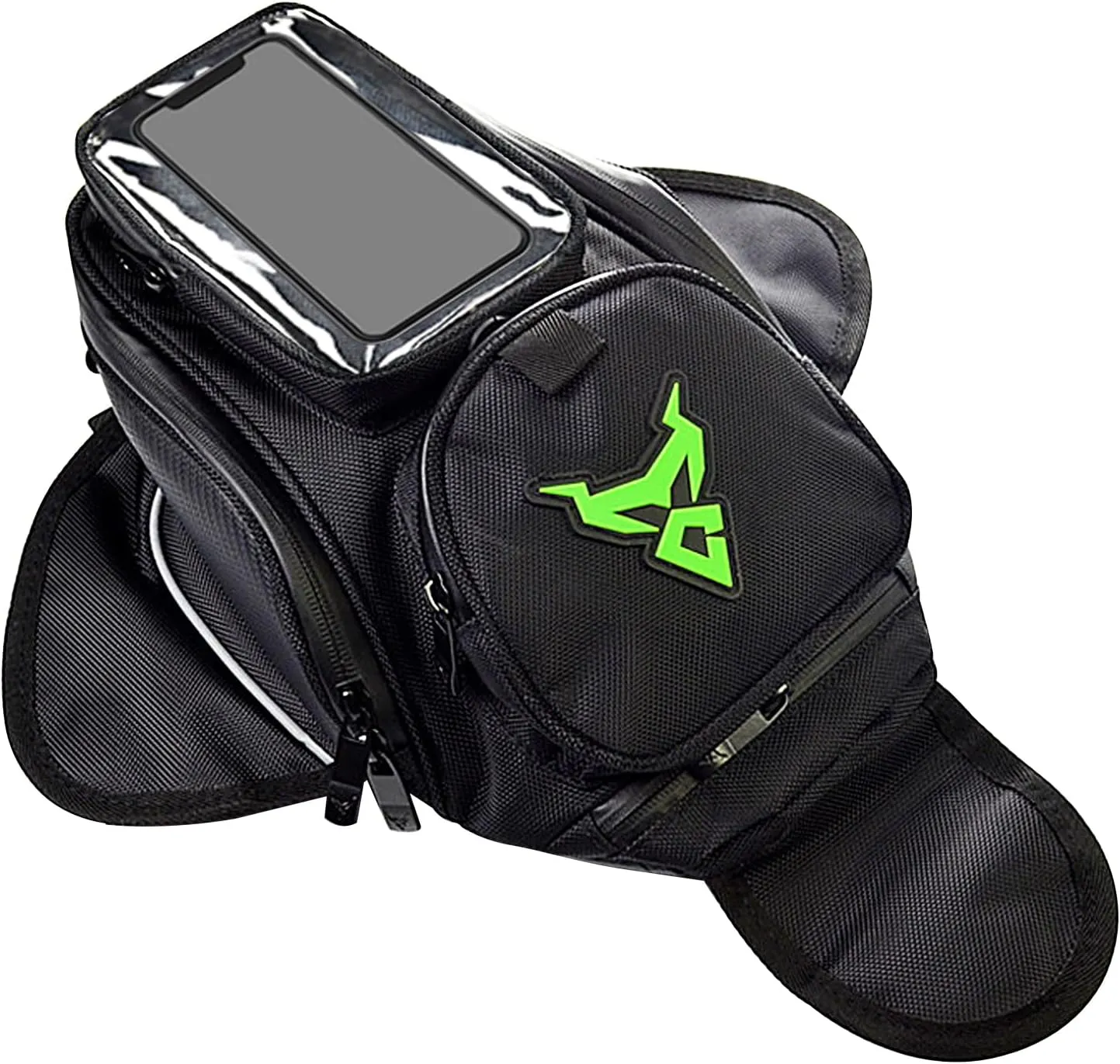 Motorcycle Oil Fuel Tank Bag with Clear Pouch 4 Liters Small Waterproof Motorbike Gear Bag Sealed Zipper for Commute Trip Green