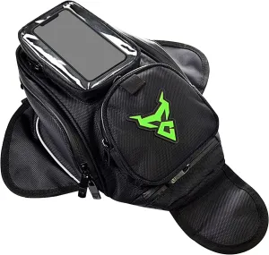 Motorcycle Oil Fuel Tank Bag with Clear Pouch 4 Liters Small Waterproof Motorbike Gear Bag Sealed Zipper for Commute Trip Green