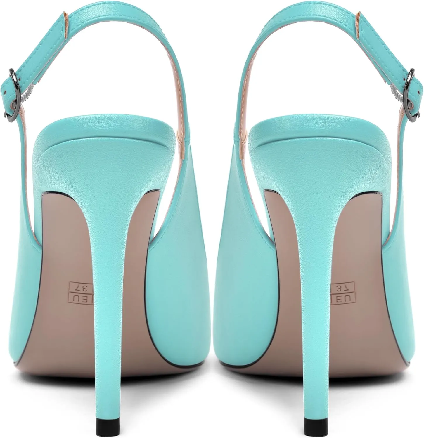 MOVINSTEPS Womens Peep Toe Slingback Buckle Solid Fashion Matte Evening Stiletto High Heel Pumps Shoes 4 Inch