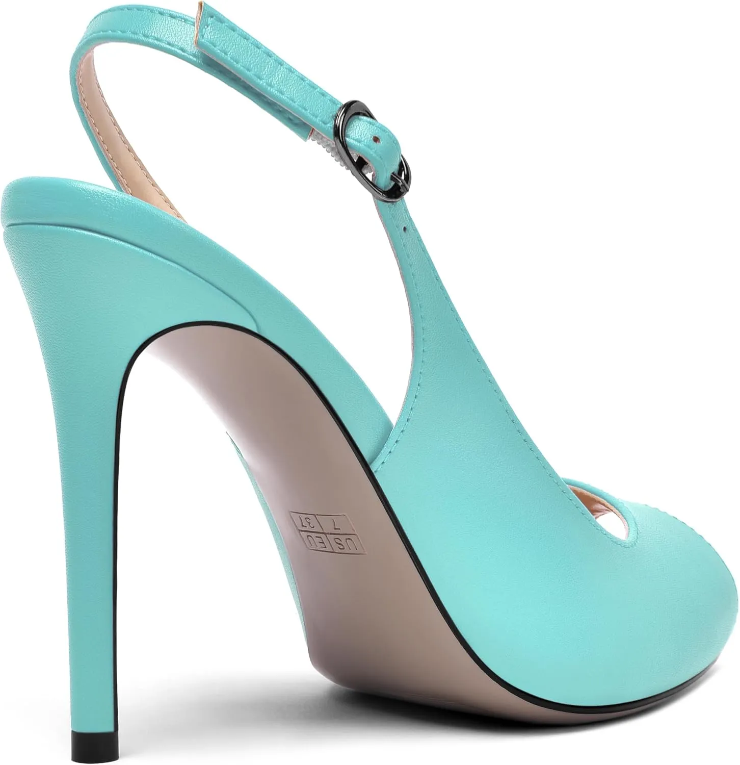 MOVINSTEPS Womens Peep Toe Slingback Buckle Solid Fashion Matte Evening Stiletto High Heel Pumps Shoes 4 Inch
