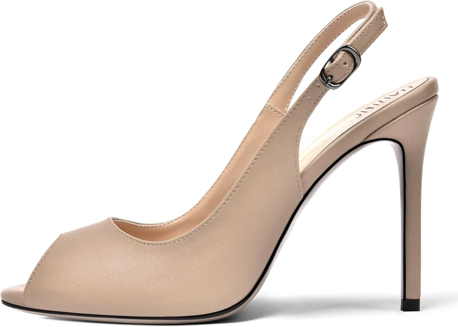 MOVINSTEPS Womens Peep Toe Slingback Buckle Solid Fashion Matte Evening Stiletto High Heel Pumps Shoes 4 Inch