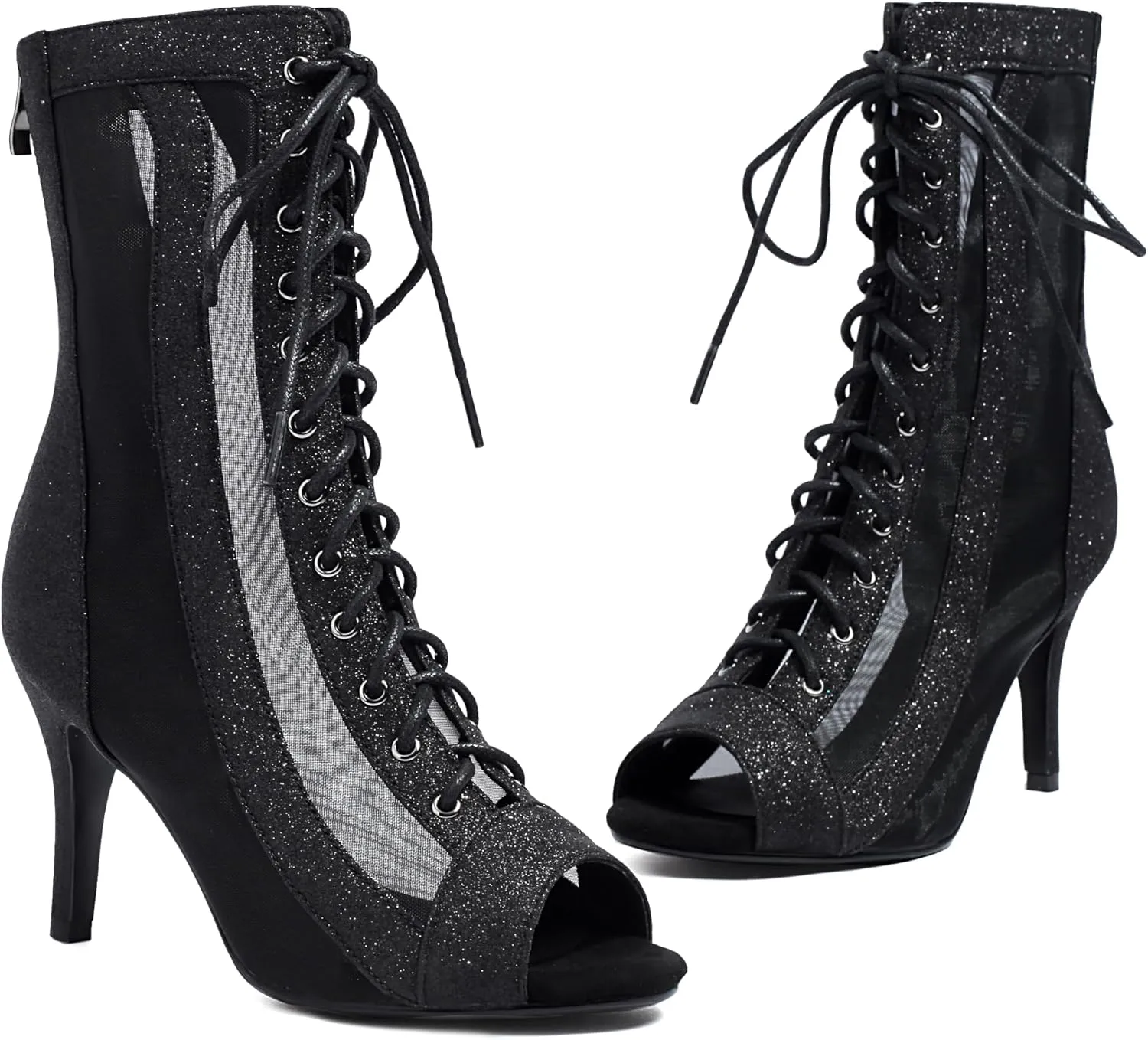 MRKEWUNEY Classic Womens Gladiator Booties Lace Up Stiletto Heels Booties