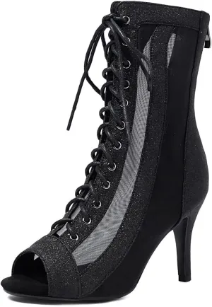 MRKEWUNEY Classic Womens Gladiator Booties Lace Up Stiletto Heels Booties
