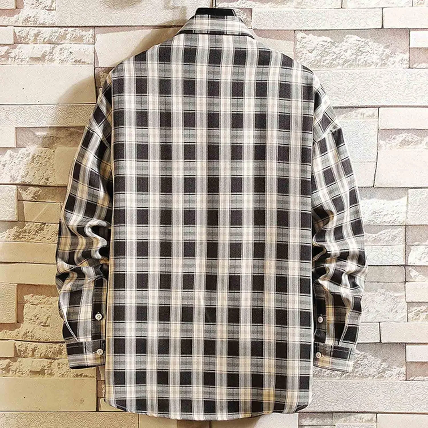Muscularfit Casual Shirts for Men 2023 Fashion Outdoor Work Long Sleeve Button Down Tshirts Regular Fit Plaid Shirt Going Out
