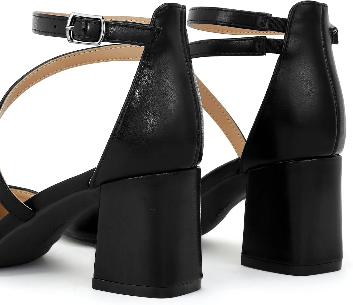 mysoft Women's Pumps Low Chunky Block Heels Pointed Toe Ankle Strap Across Instep Strap Party Wedding Dress Shoes