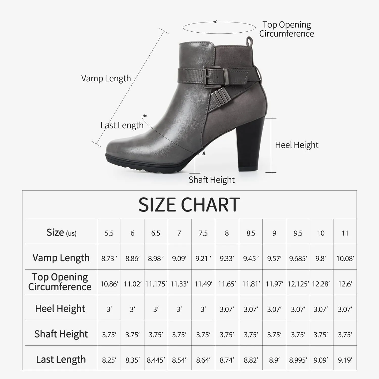 mysoft Women's Zipper Booties Chunky Stacked Heel Ankle Boots Buckle Strap Ankle