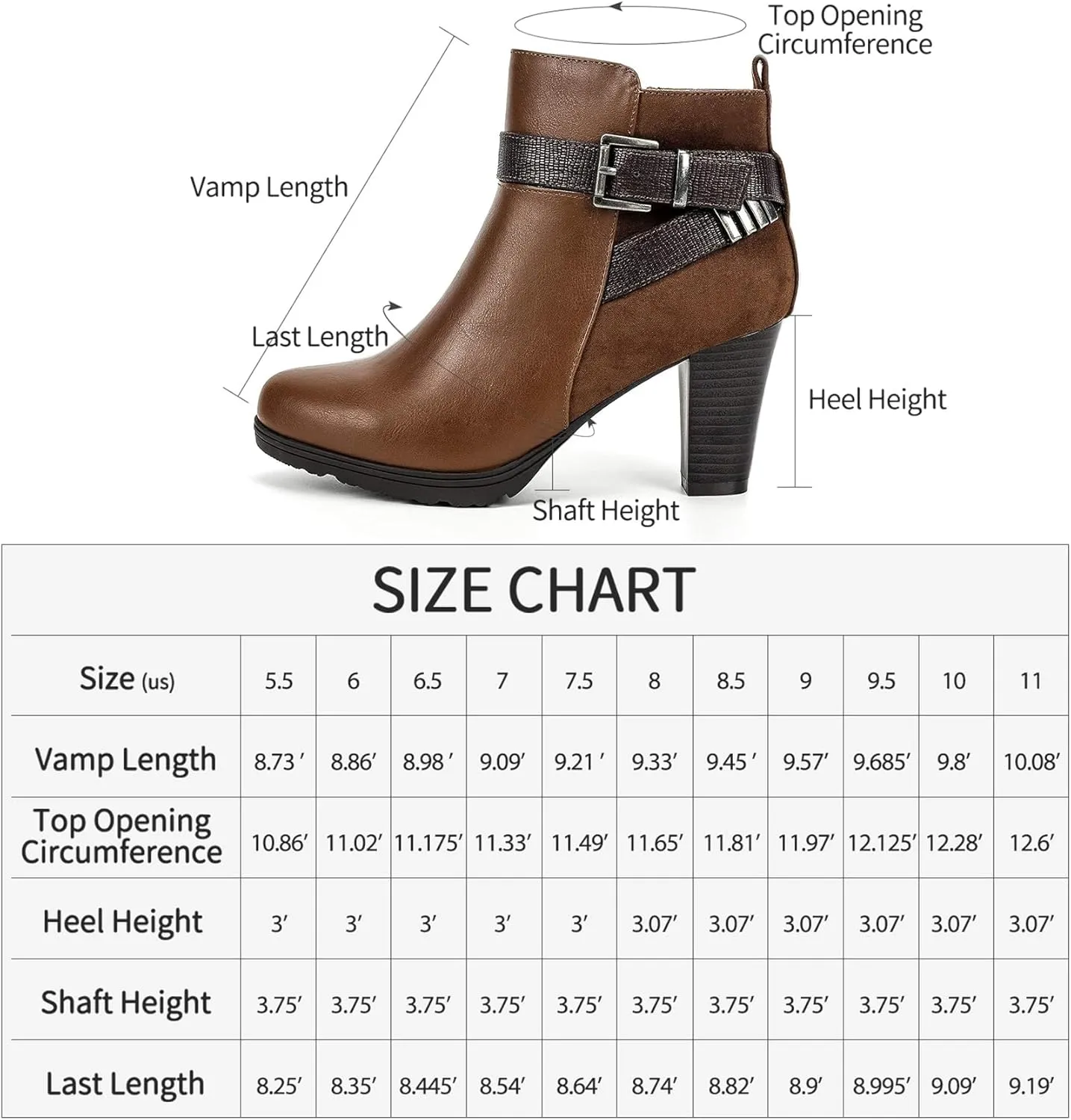 mysoft Women's Zipper Booties Chunky Stacked Heel Ankle Boots Buckle Strap Ankle