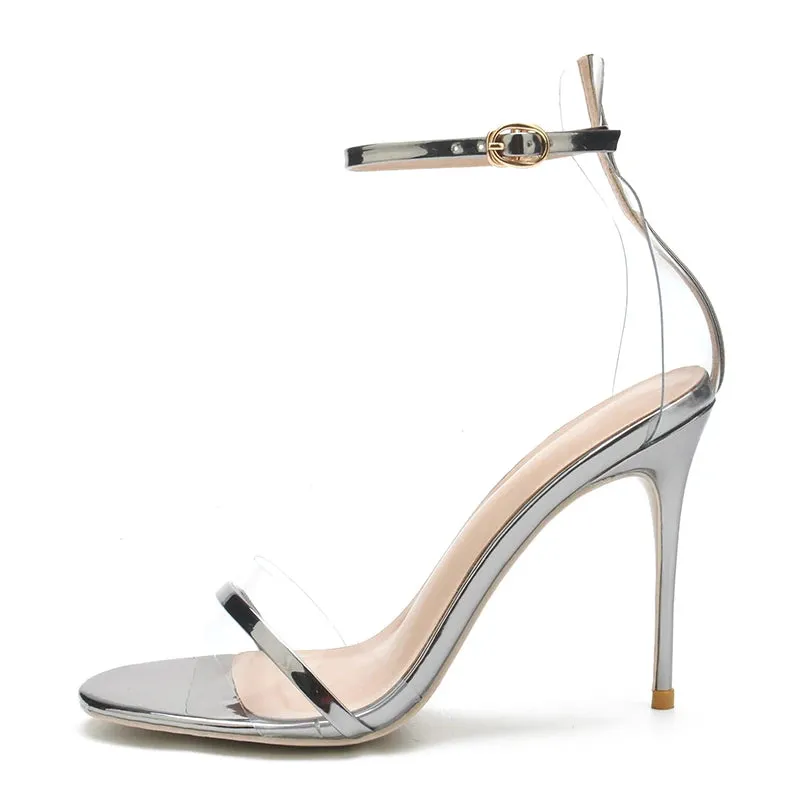 New Women's Round head and Sandals laser Clear PVC Pointed Toe Pumps