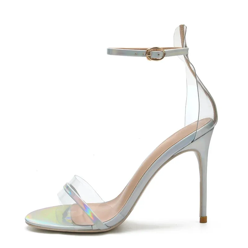 New Women's Round head and Sandals laser Clear PVC Pointed Toe Pumps