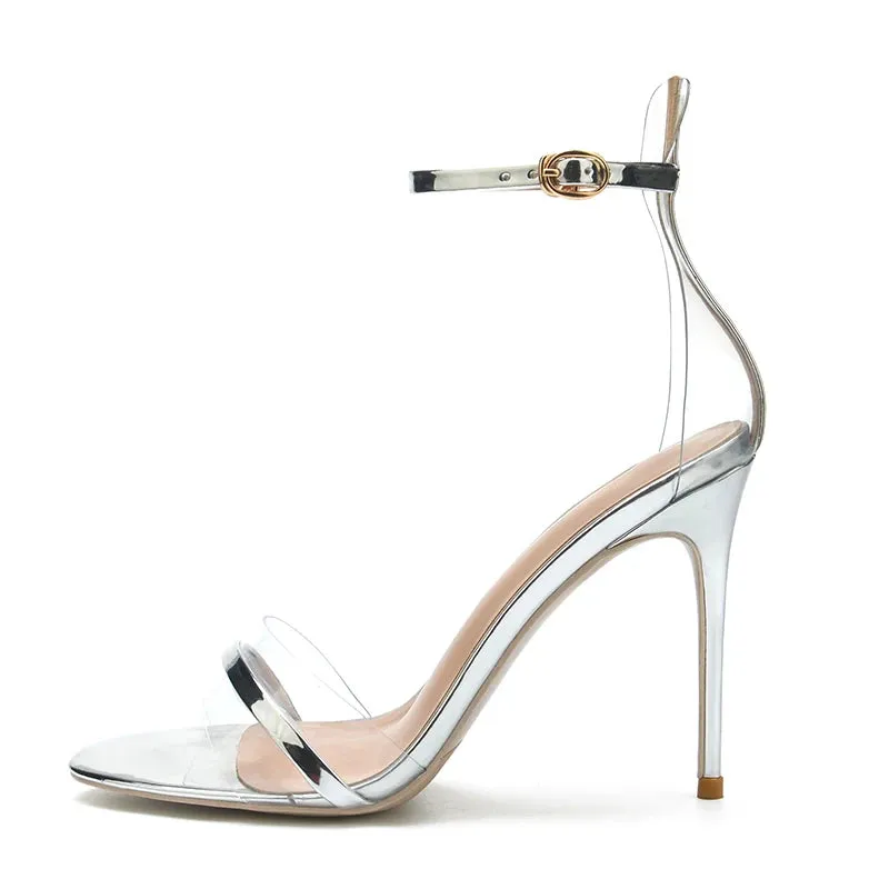 New Women's Round head and Sandals laser Clear PVC Pointed Toe Pumps