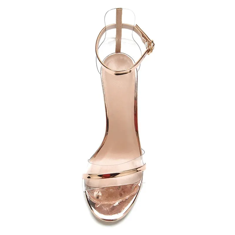 New Women's Round head and Sandals laser Clear PVC Pointed Toe Pumps
