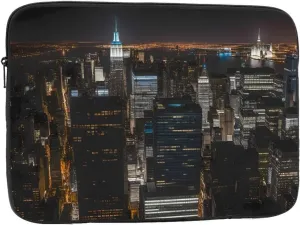 New York Night View Pattern Shockproof Portable Laptop 17 inch Sleeve Bag for Men and Women - Ideal for Business Travel, School, and Daily Use