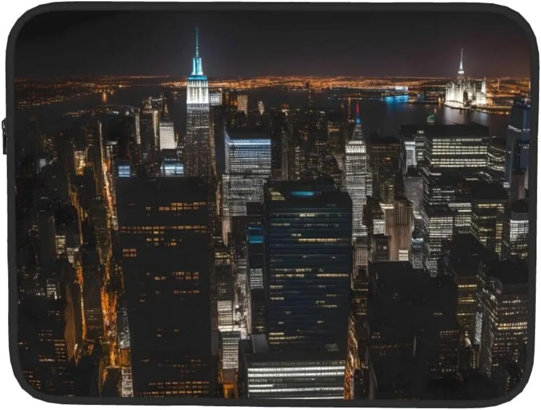 New York Night View Pattern Shockproof Portable Laptop 17 inch Sleeve Bag for Men and Women - Ideal for Business Travel, School, and Daily Use