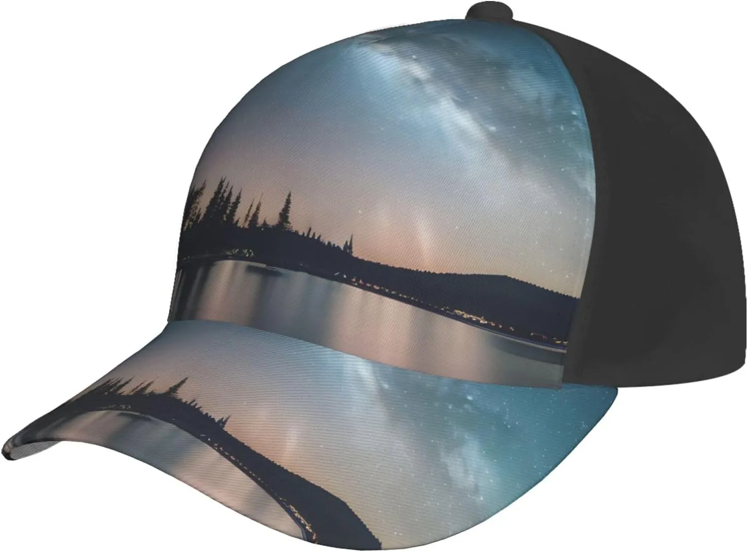 Night Sky and Trees Print Baseball Cap for Men and Women – Curved Brim, Perfect for Outdoor, Sports, Travel, and Four Seasons
