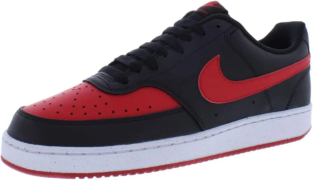 Nike Mens Court Vision Low Sneaker,Black/University Red,9