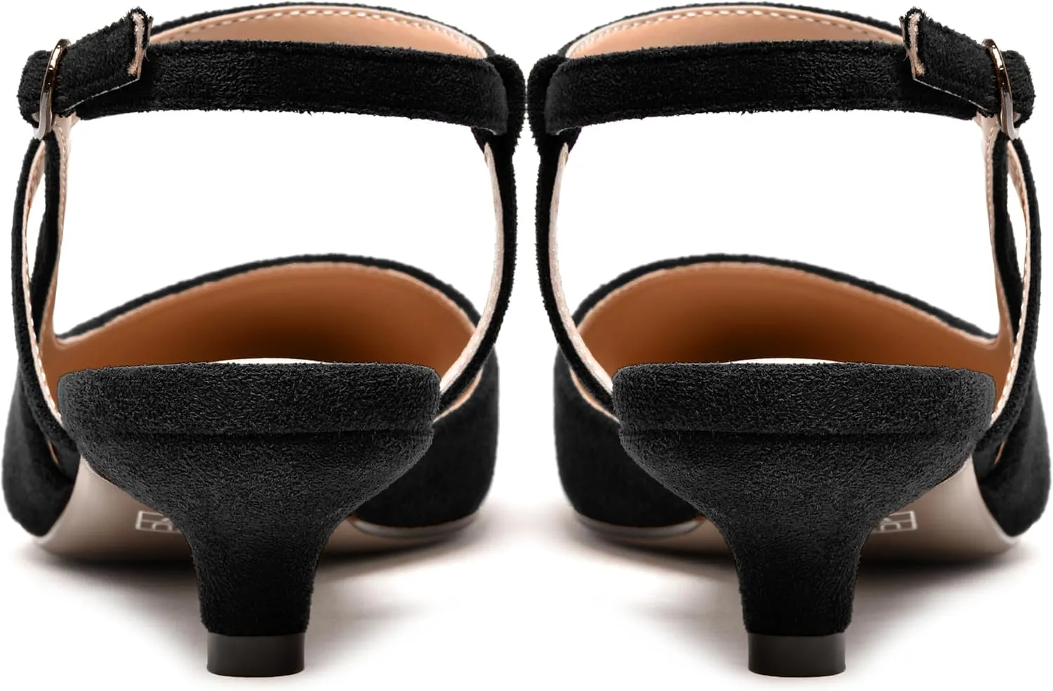 NUMALEO Womens Dress Suede Fashion Ankle Strap Pointed Toe Wedding Buckle Kitten Low Heel Pumps Shoes 1.5 Inch