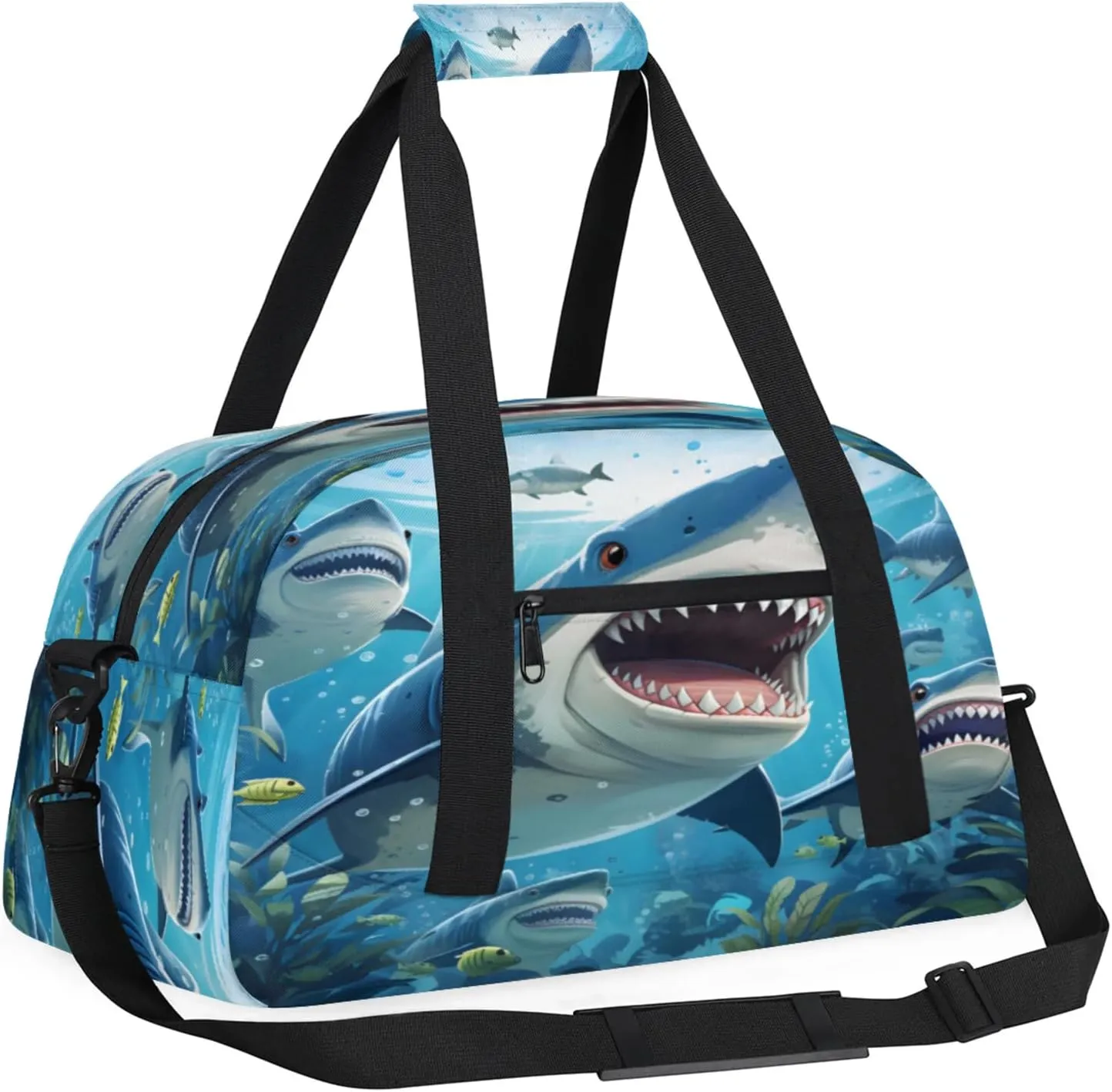 Ocean Shark Small Gym Bag 18 inch Carry On Duffel Bag for Weekender Travel Sports Workout Yoga Gymnastics Dance Ballet
