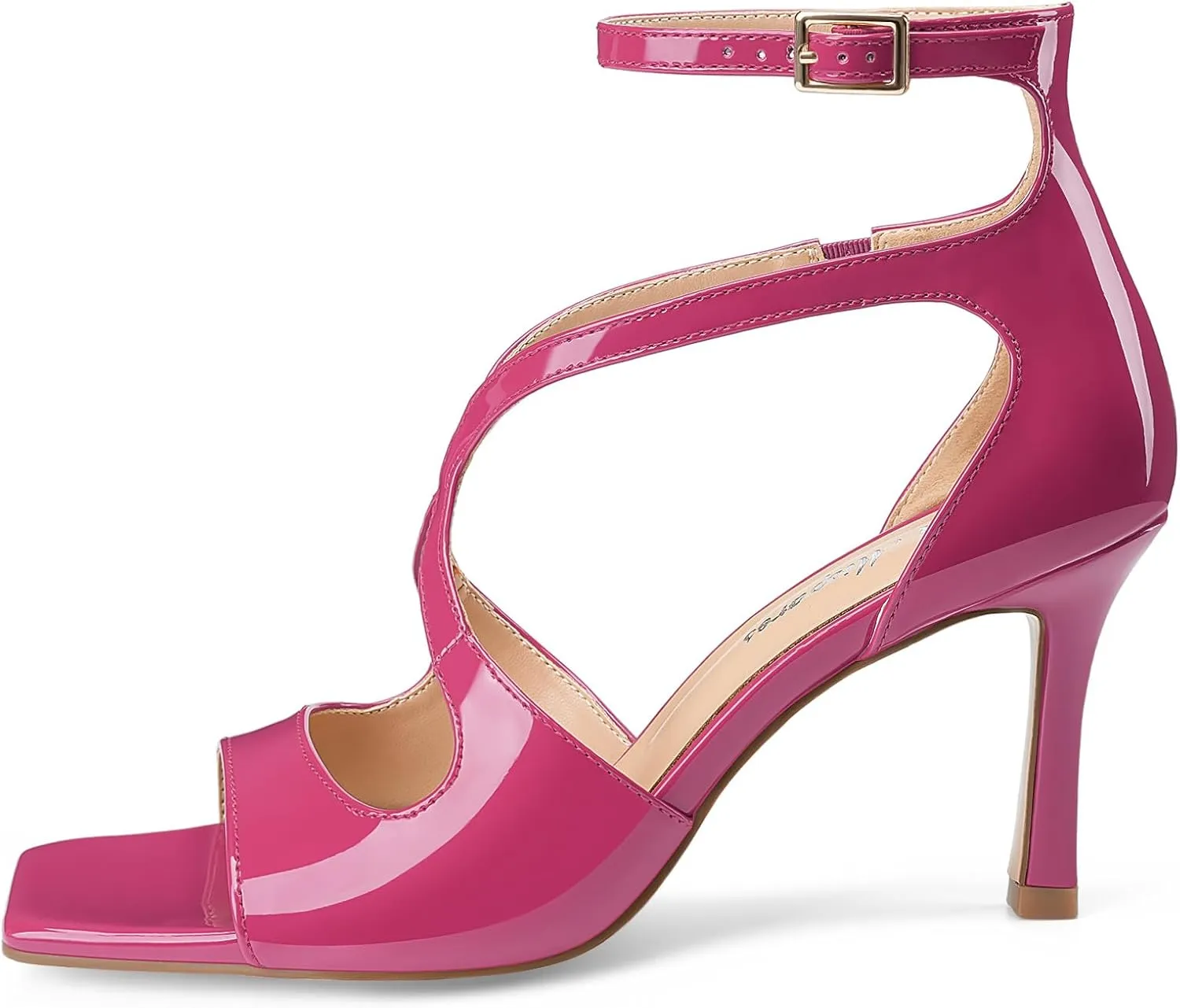 Oh Mispares Women’s Stiletto Heel Sandals Square Open Toe Strappy High Heels Ankle Strap Buckle 3.5 Inch Summer Dress Shoes for Party Wedding Prom