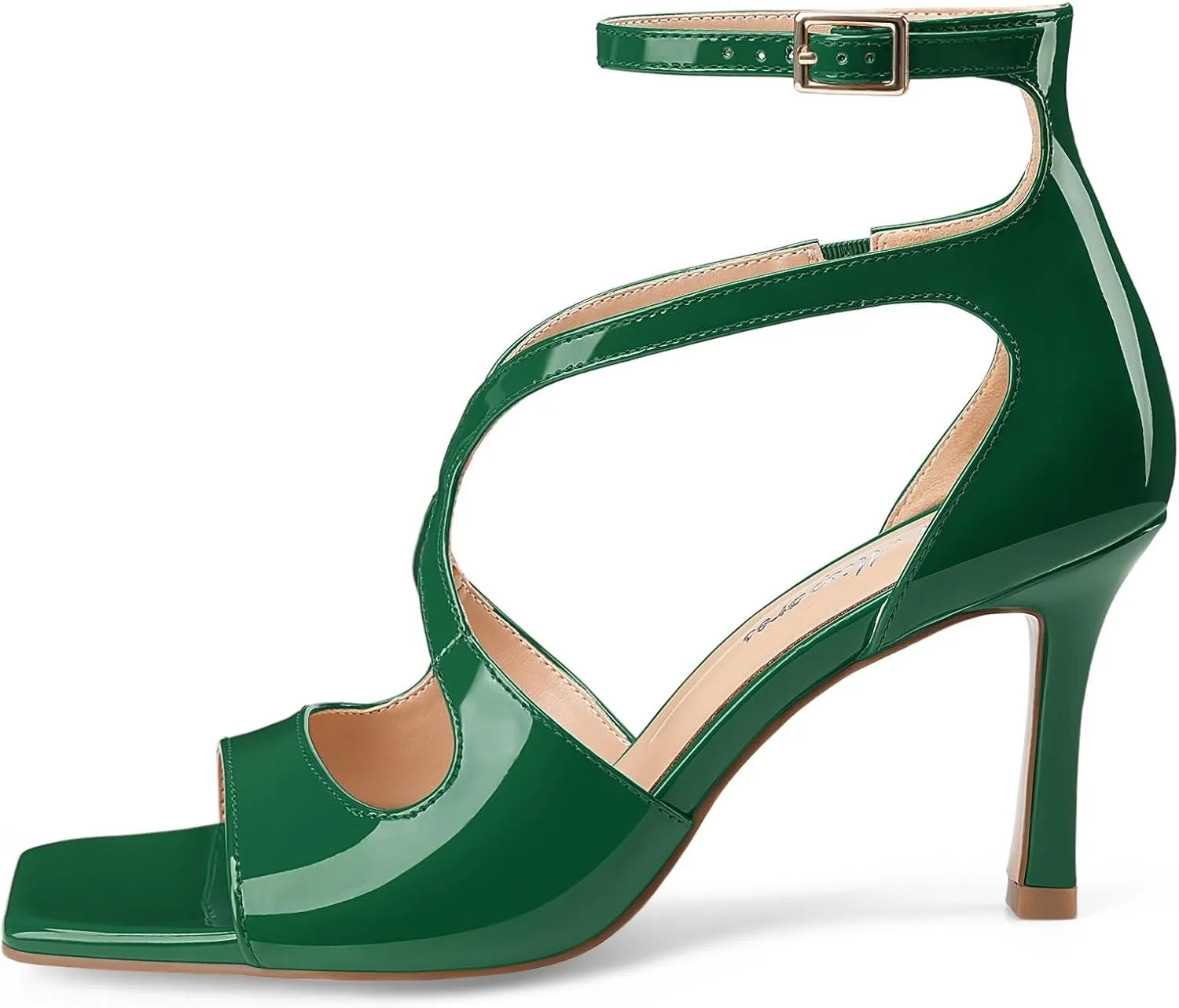 Oh Mispares Women’s Stiletto Heel Sandals Square Open Toe Strappy High Heels Ankle Strap Buckle 3.5 Inch Summer Dress Shoes for Party Wedding Prom