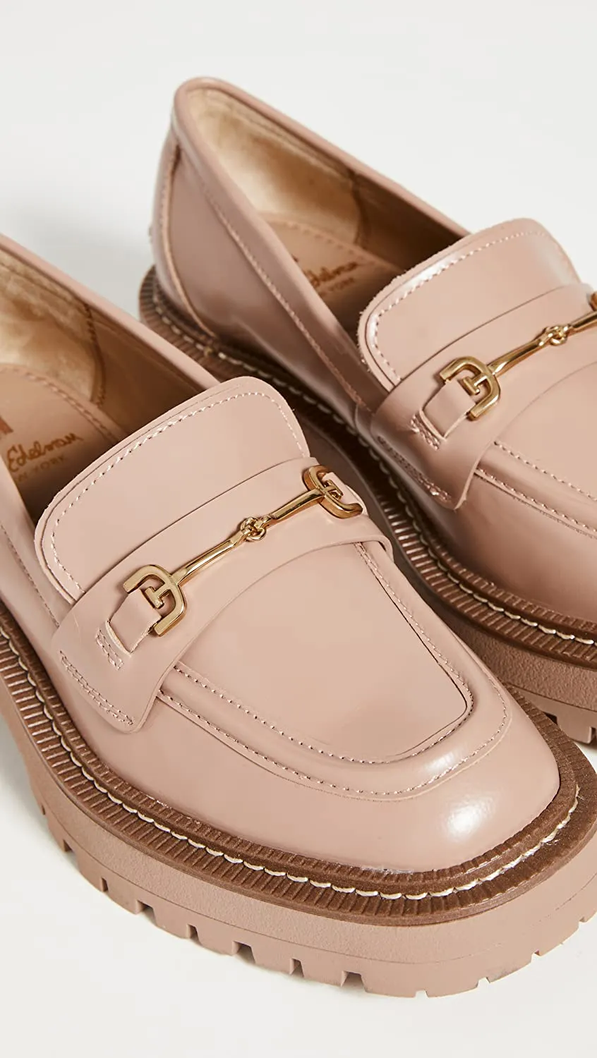 On Rounded Toe Unique assortment Heel Sugar Exceptional Sam Leather Slip Chunky Maple Loafers Laurs Edelman