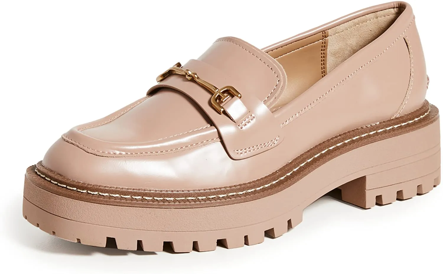 On Rounded Toe Unique assortment Heel Sugar Exceptional Sam Leather Slip Chunky Maple Loafers Laurs Edelman