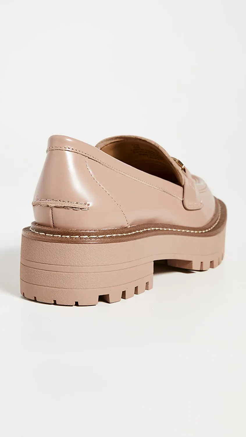 On Rounded Toe Unique assortment Heel Sugar Exceptional Sam Leather Slip Chunky Maple Loafers Laurs Edelman