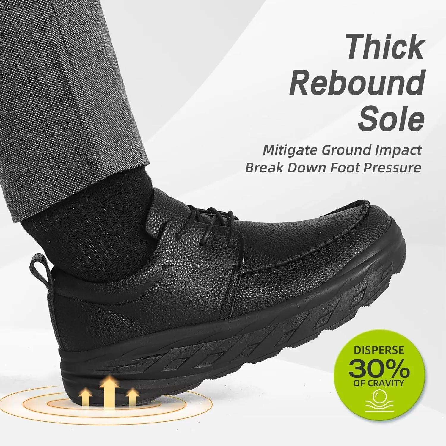 OrthoComfoot Men's Orthopedic Wide Leather Dress Walking Shoes: Diabetic Plantar Fasciitis Arch Support Comfortable Sneakers, Business Work Adjustable Fit Orthotic Casual Heel Foot Pain Relief Oxfords