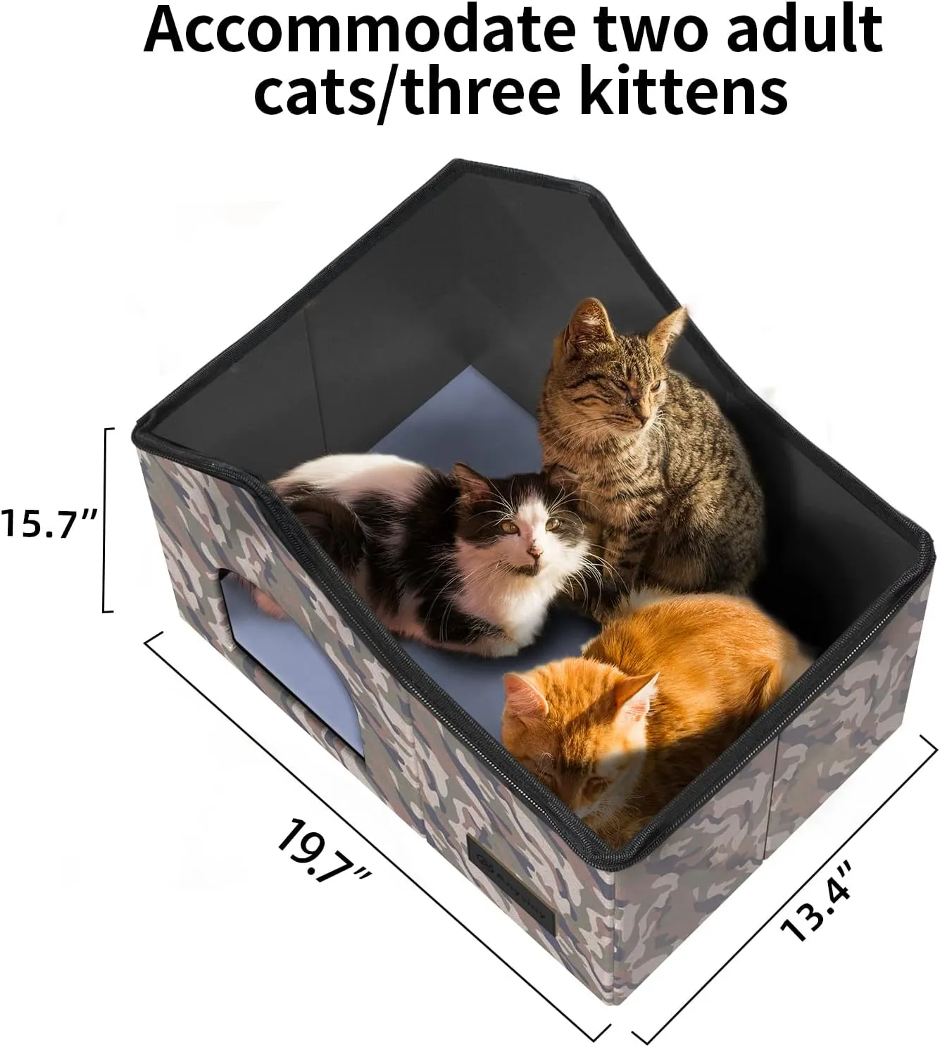 Outdoor Cat House-Large Weatherproof Cat Houses for Outdoor/Indoor Cats Feral Cats Shelter with Soft Mat (Camo)