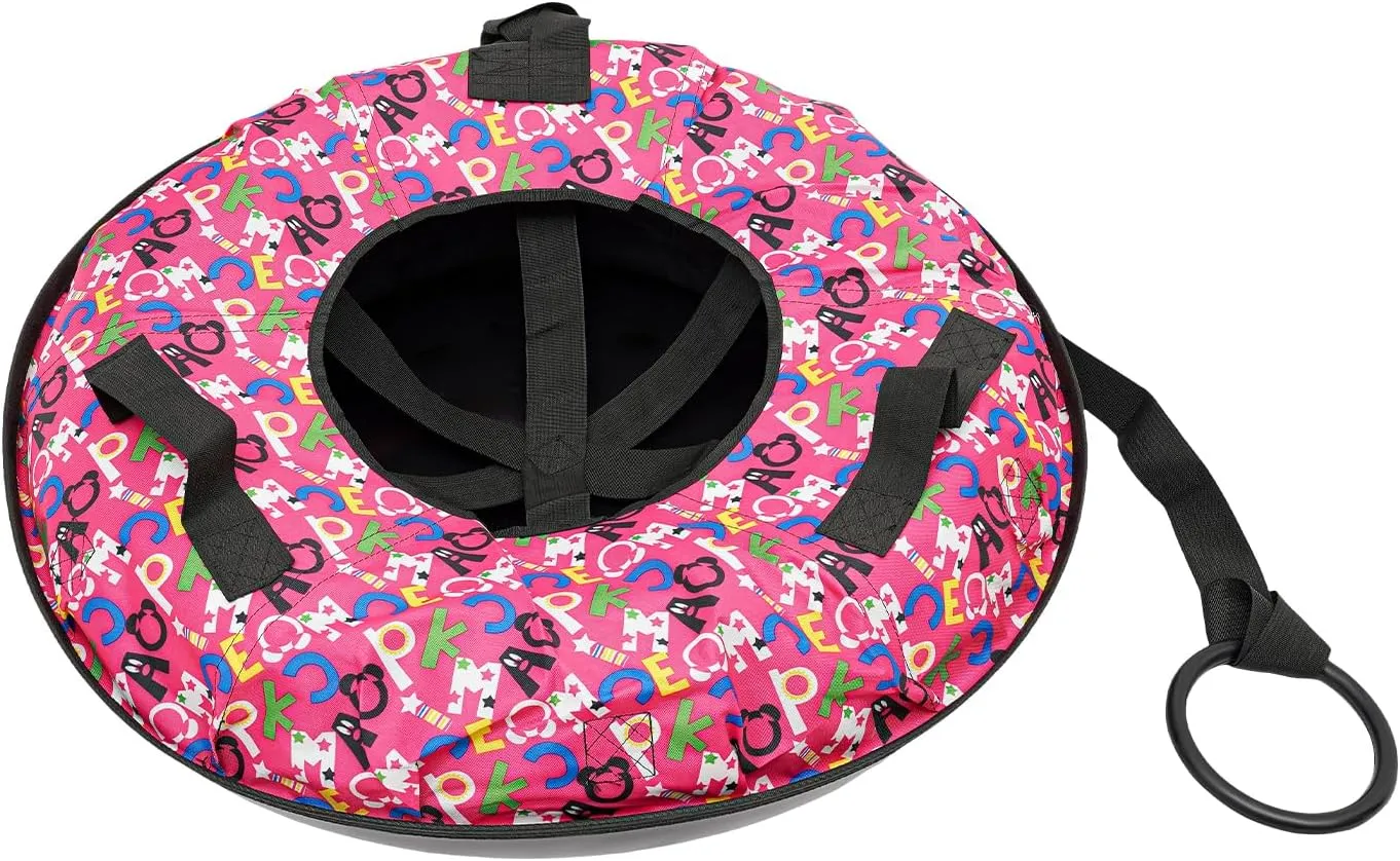 Oxford Cloth Inflatable Sledding Tube, Snow Sleds for Kids and Adult, Inflatable Sled, Winter Outdoor Skiing,(Black, Red),Load-Bearing Capacity of Up to 220.46-396.83 LBS,for Playgrounds