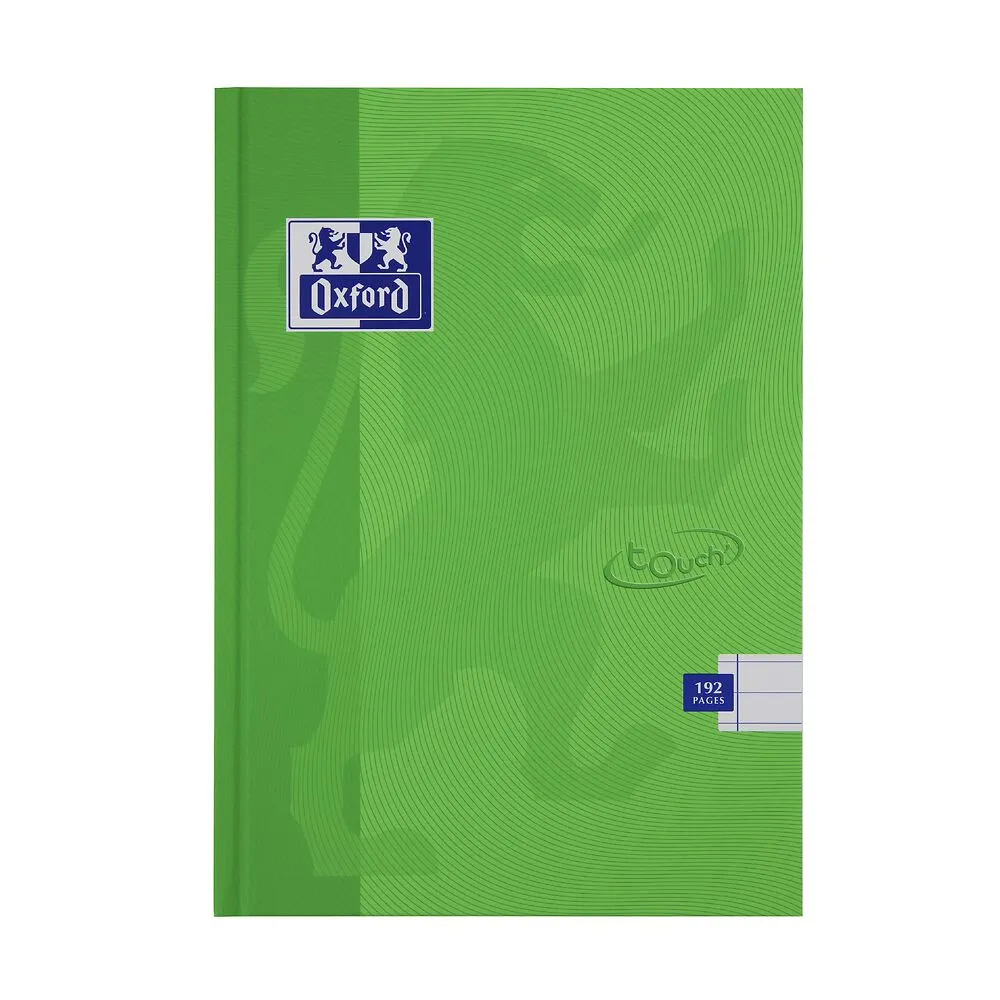 Oxford Touch Bright Green A5 Hardback Casebound Notebook Ruled with Margin 192 Pages