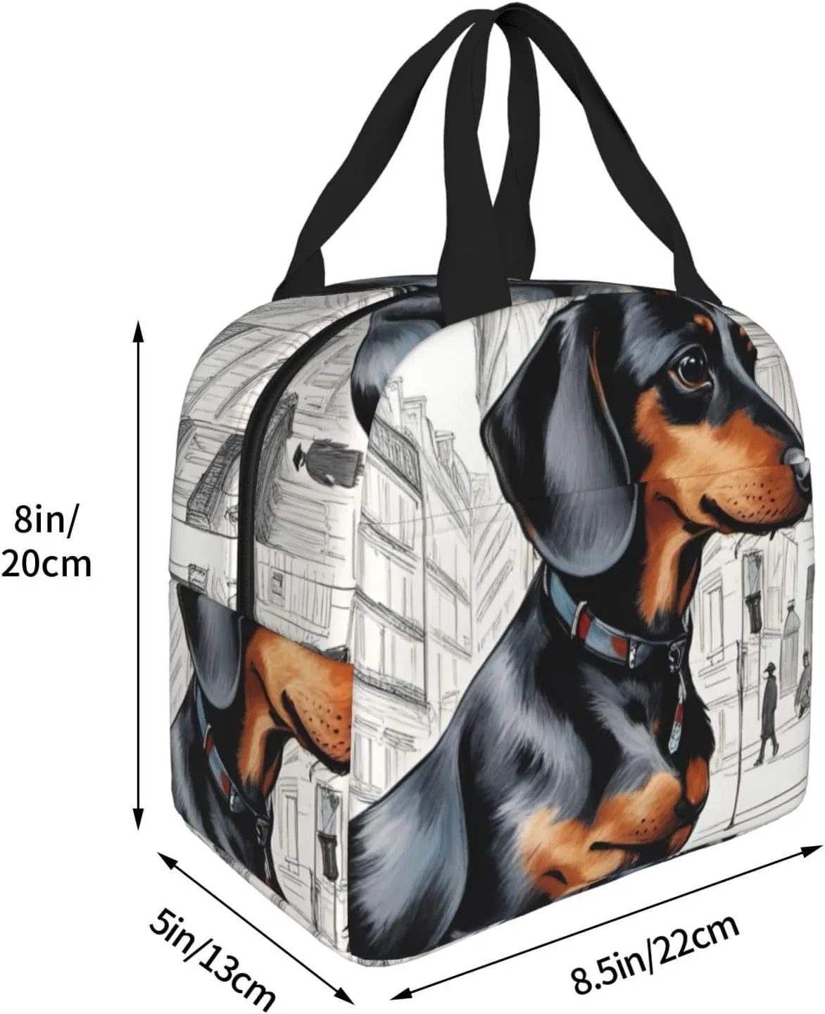 Parisian Dachshund Lightweight Lunch Bag For Men Women Small Lunchbox Good For Office Days