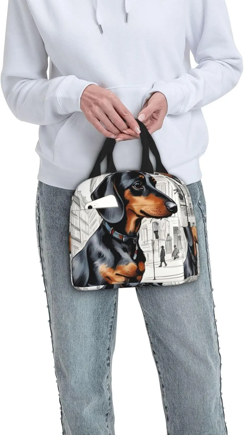 Parisian Dachshund Lightweight Lunch Bag For Men Women Small Lunchbox Good For Office Days