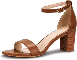 PARTY Women's Chunky Heels Open Toe Ankle Strap 3 inch Heeled Sandals