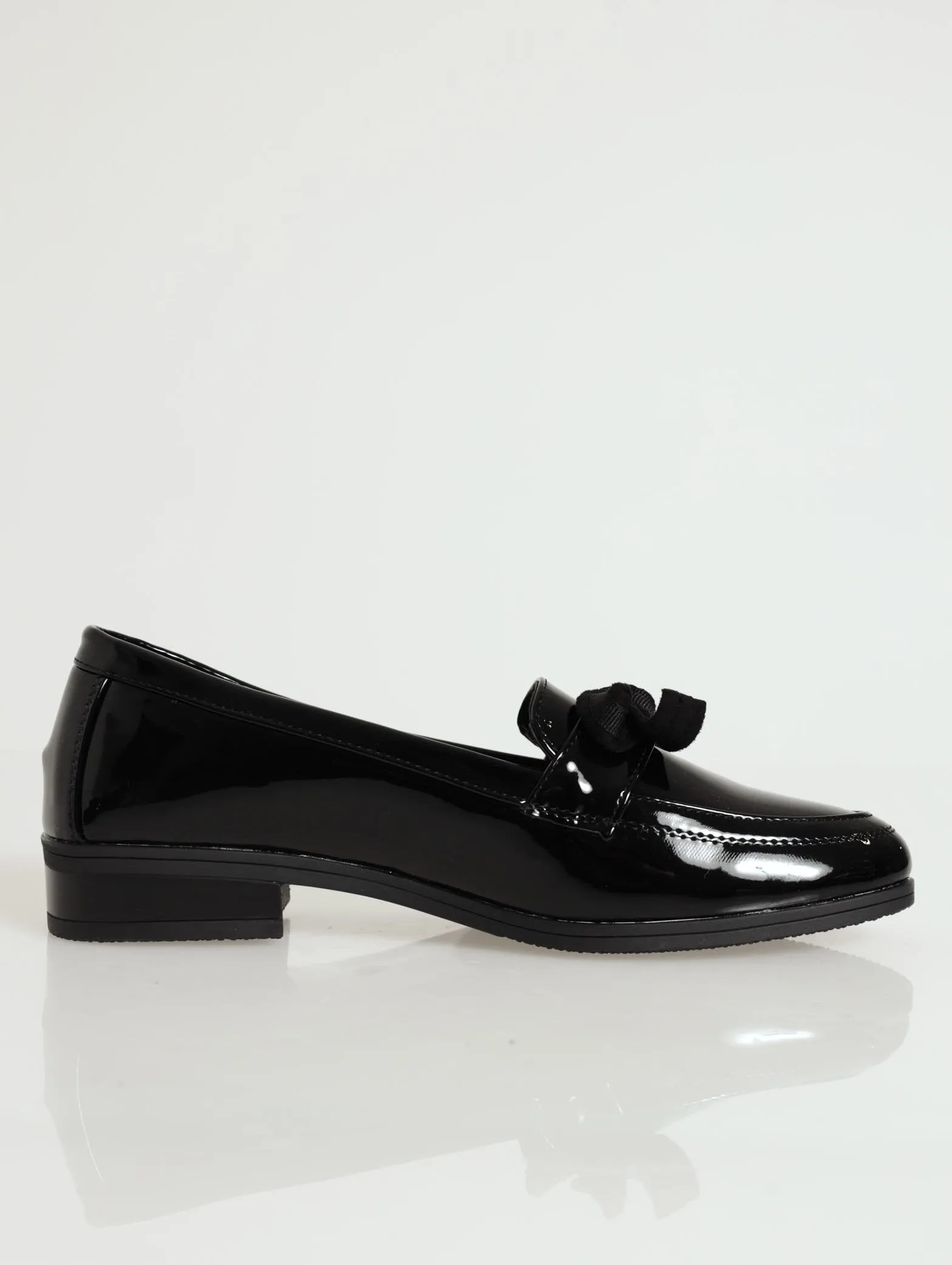 Patent Bow Detail Loafer - Black