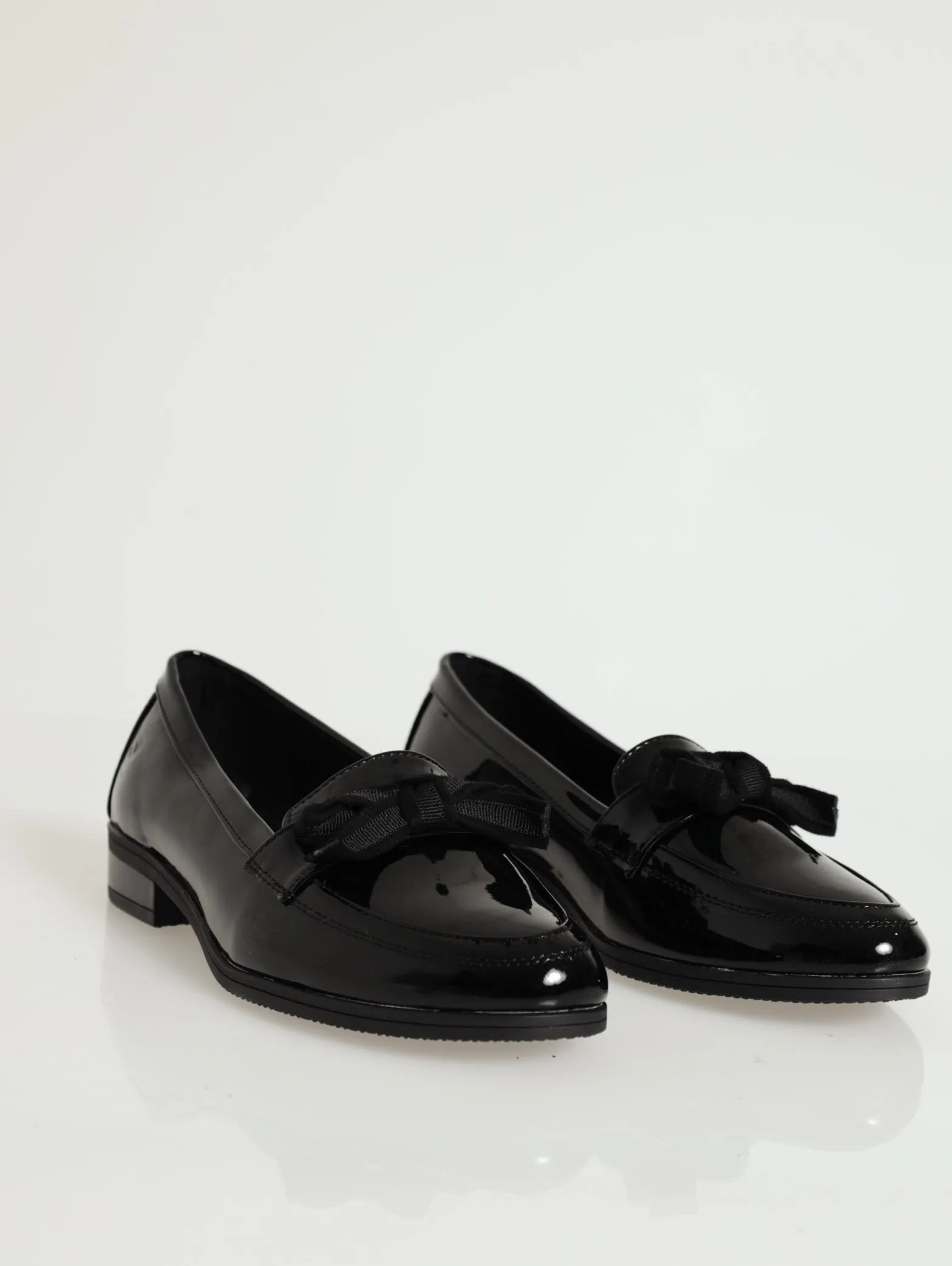 Patent Bow Detail Loafer - Black